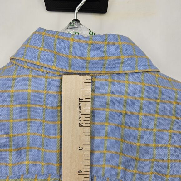 Gitman Bros Shirt Mens XL Button Down Cotton USA Short Sleeve Yellow Blue - Picture 5 of 11